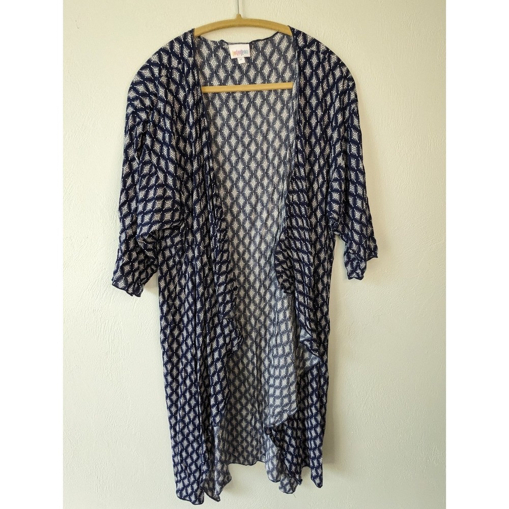 LuLaRoe Shirley Kimono Navy White Sz M